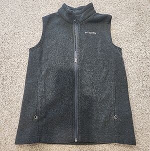 COLUMBIA Fleece Zip Up Vest Unisex Youth Size Med (10/12) Gray Outdoors *NICE*